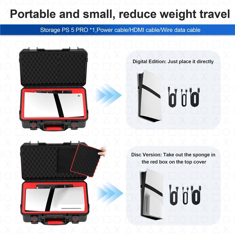 STARTRC GAMES For Sony PlayStation 5 Pro Console ABS Waterproof Storage Case with Portable Handle