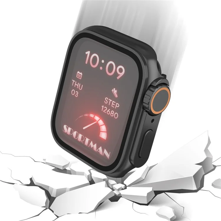 Boîtier de montre PC pour Apple Watch Série 9 8 7 45 mm avec film en verre trempé - Blanc