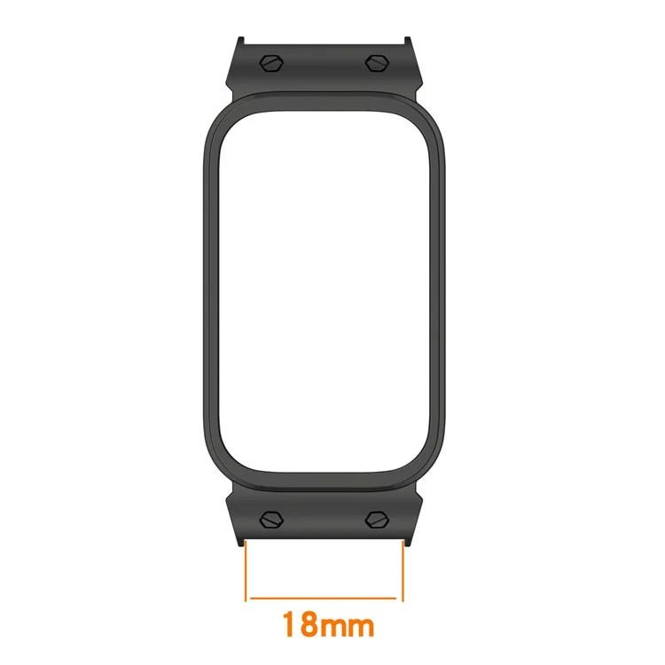 For Xiaomi Smart Band 9 Active / Redmi Band 3 Watch Case Metal Frame Protective Cover - Black