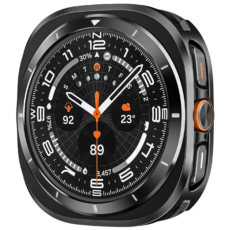 For Samsung Galaxy Watch Ultra 47mm Protective Case Aluminum Alloy PC Watch Bumper Cover - Black Orange