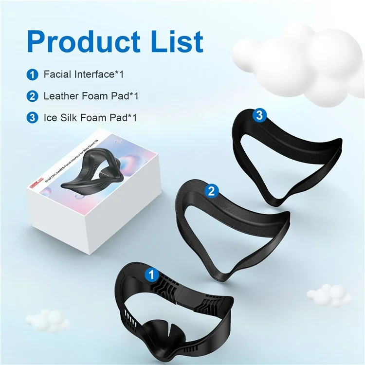 STARTRC GAMES Maschera per viso in pelle / imbottitura in schiuma di lycra per Meta Quest 3S VR, traspirante