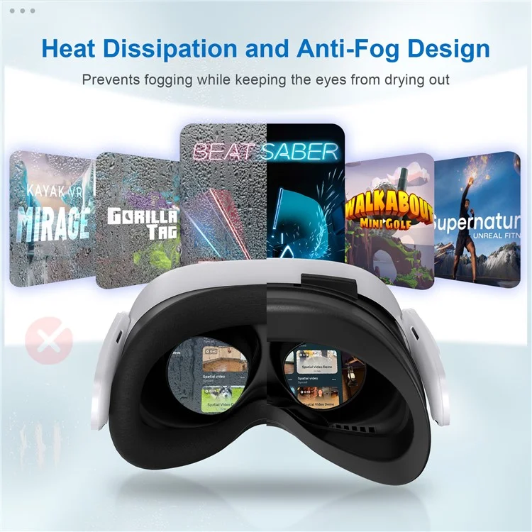 STARTRC GAMES Maschera per viso in pelle / imbottitura in schiuma di lycra per Meta Quest 3S VR, traspirante