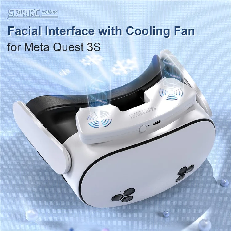 STARTRC GAMES Maske für Meta Quest 3S VR mit magnetischem Kühlventilator, Leder-/Lycraschaumpolster, atmungsaktiver Gesichtsabdeckung