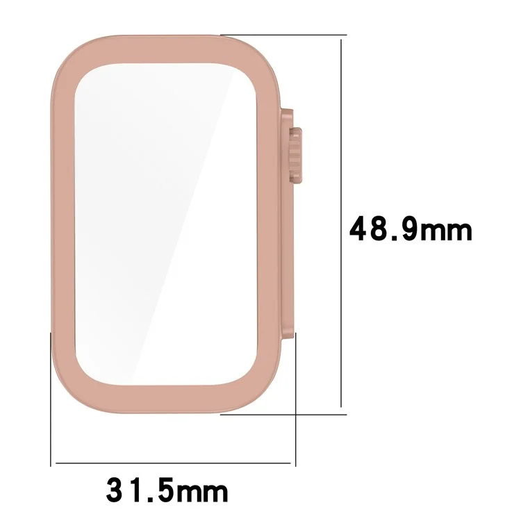 Custodia per Xiaomi Smart Band 9 Active / Redmi Band 3 con cornice in PC e pellicola protettiva in vetro temperato - Rosa
