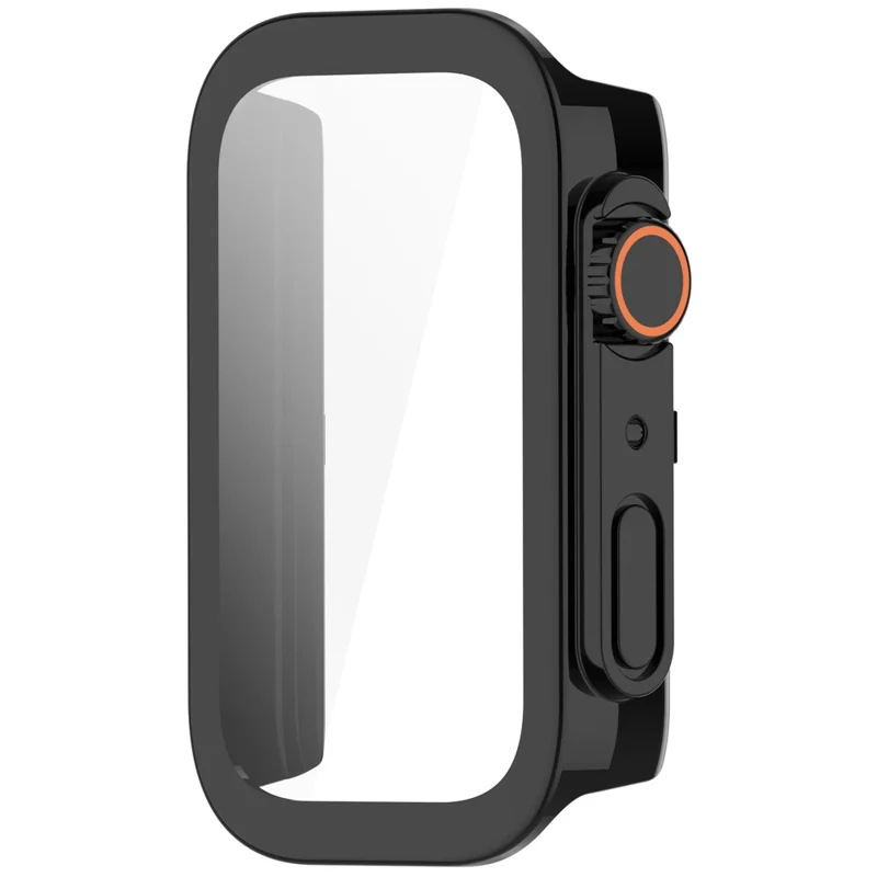 For Xiaomi Smart Band 9 Active / Redmi Band 3 Watch Case PC Frame Cover with Tempered Glass Screen Film - Black