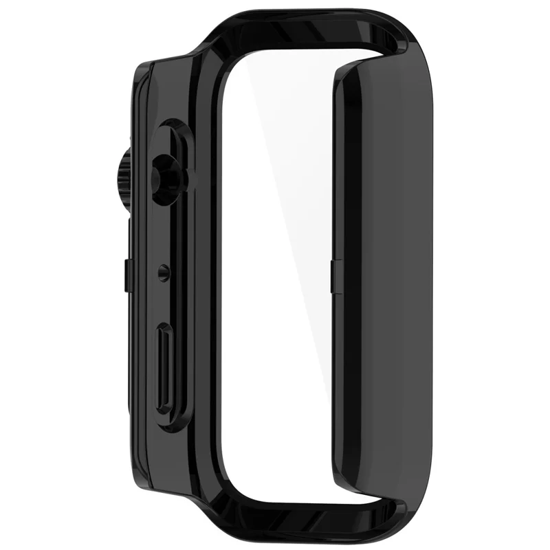 For Xiaomi Smart Band 9 Active / Redmi Band 3 Watch Case PC Frame Cover with Tempered Glass Screen Film - Black