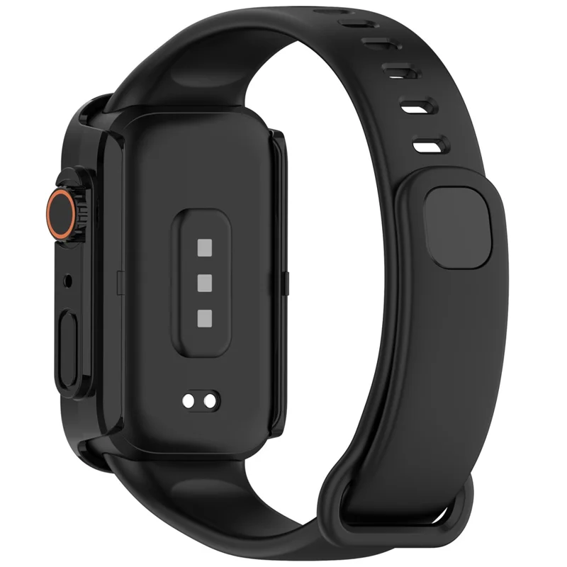 For Xiaomi Smart Band 9 Active / Redmi Band 3 Watch Case PC Frame Cover with Tempered Glass Screen Film - Black