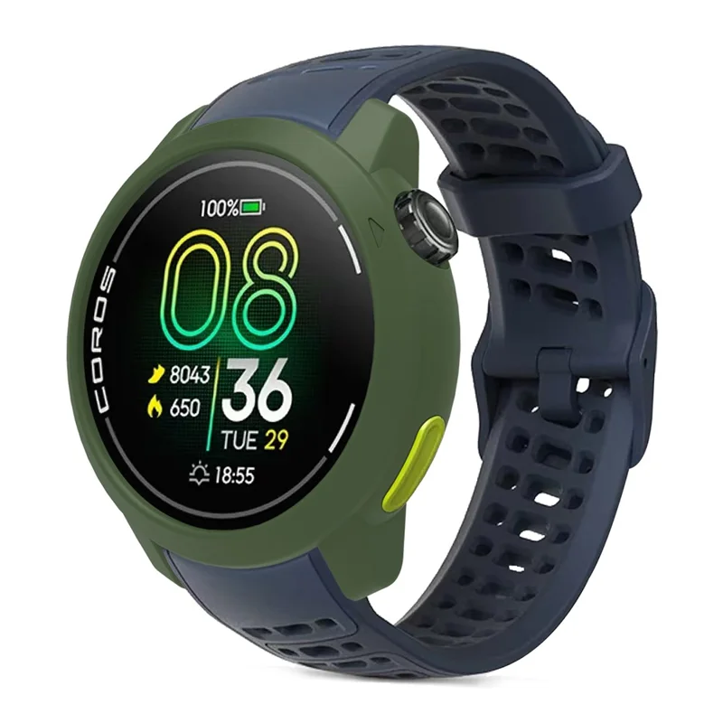 For Coros Pace Pro Watch Case Soft Silicone Hollow Watch Frame Cover - Dark Green