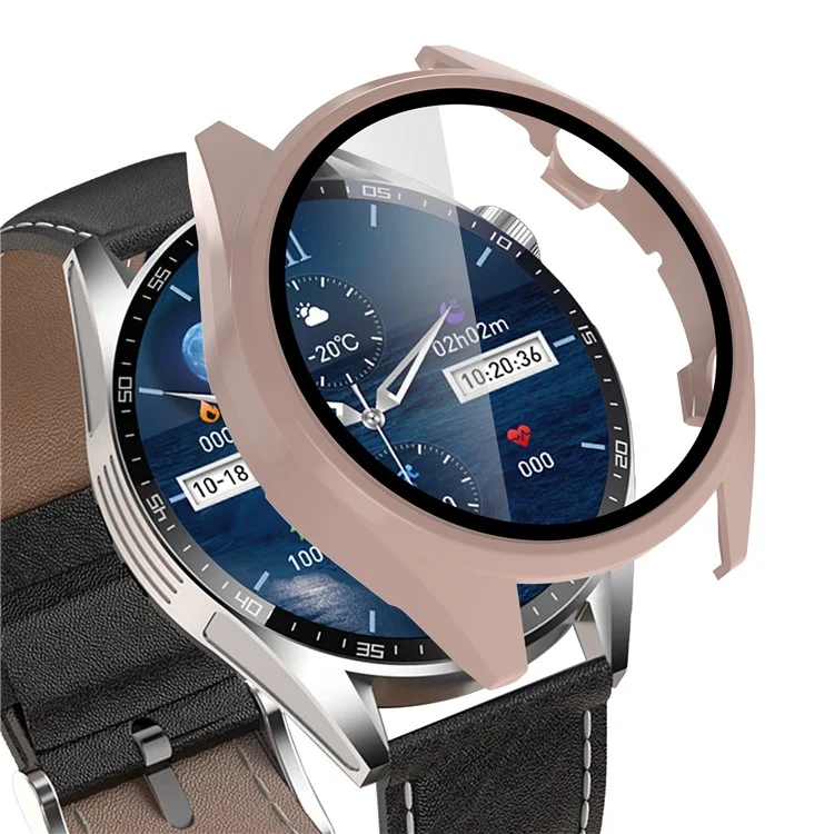 For Aigo G20 Watch Case PC Frame Cover with Tempered Glass Screen Film - Pink
