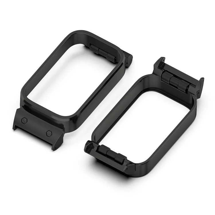 For Xiaomi Smart Band 9 Active  /  Redmi Band 3 Watch Case Zinc Alloy Frame Work with 18mm Watchband - Black