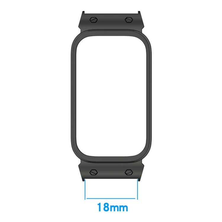 For Xiaomi Smart Band 9 Active  /  Redmi Band 3 Watch Case Zinc Alloy Frame Work with 18mm Watchband - Black
