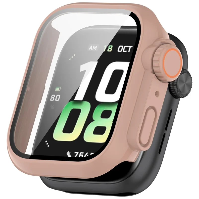 For Honor Watch 5 Case Hard PC All-Around Watch Cover with Tempered Glass Film - Pink