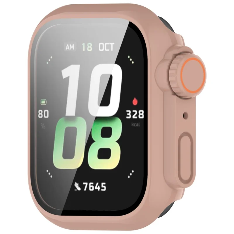 For Honor Watch 5 Case Hard PC All-Around Watch Cover with Tempered Glass Film - Pink