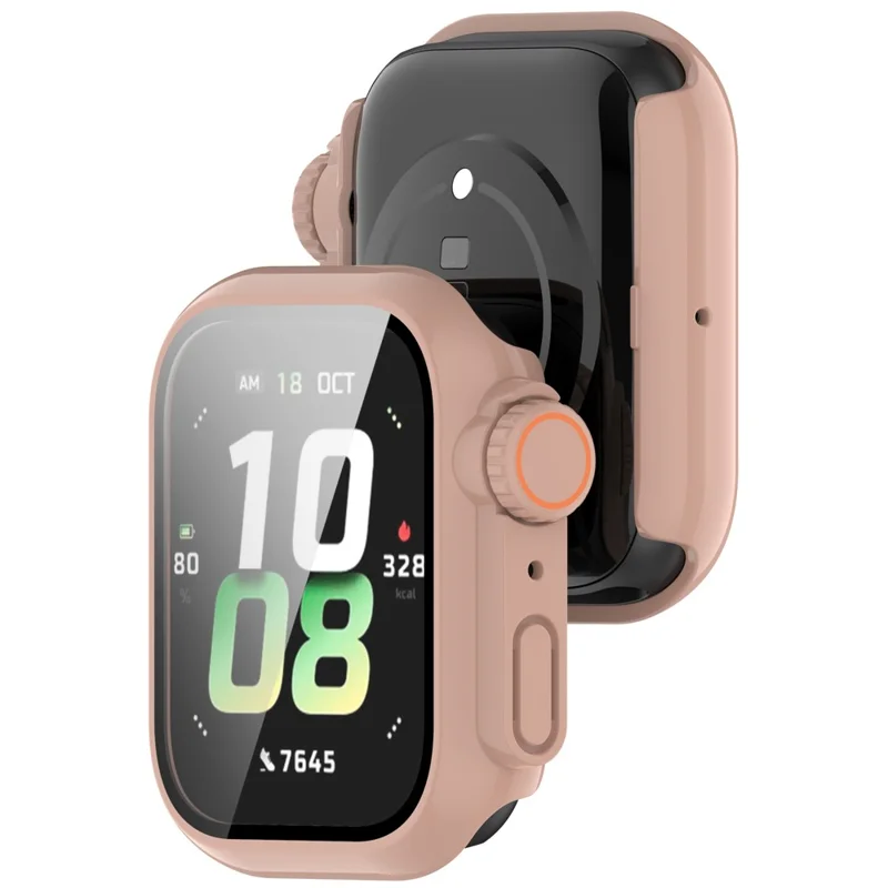 For Honor Watch 5 Case Hard PC All-Around Watch Cover with Tempered Glass Film - Pink