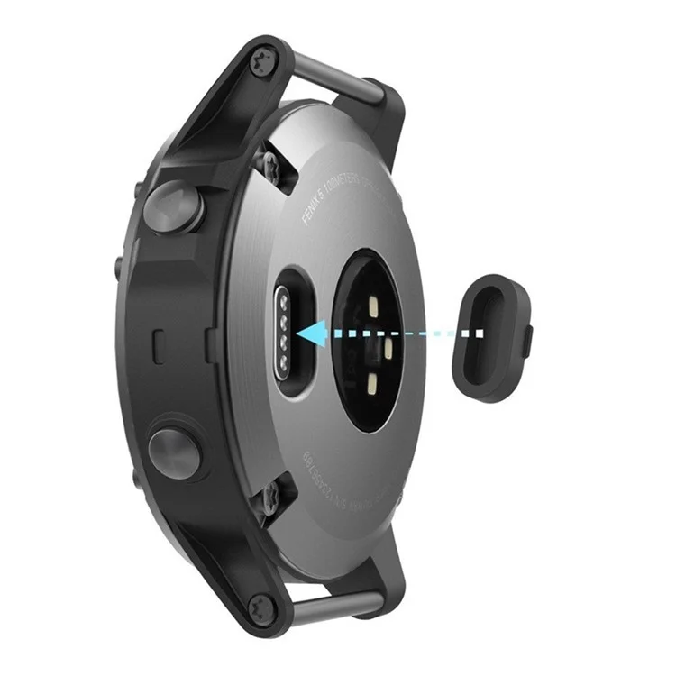 10 piezas de tapones protectores de silicona para el puerto de carga del reloj Garmin - Negro