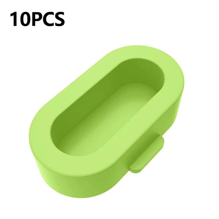 10Pcs For Garmin Watch Charging Port Dust Plugs Silicone Protective Covers - Green