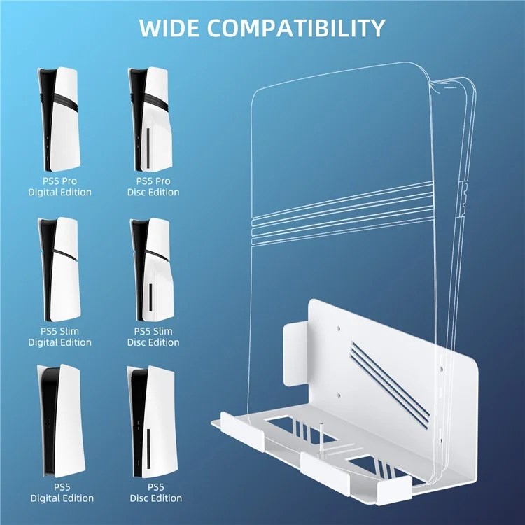 JYS JYS-P5226 Bracket for Sony PS5 Pro / PS5 Slim / PS5 Console Holder Wall Mount Storage Rack - White