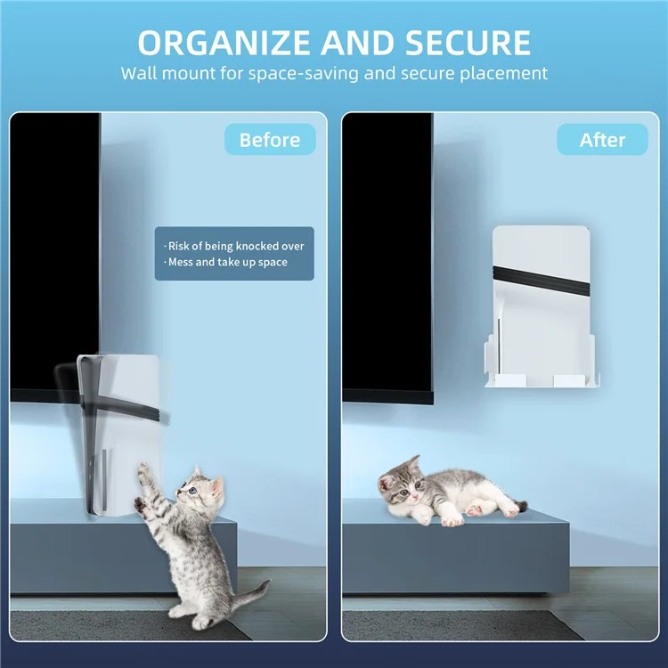 JYS JYS-P5226 Bracket for Sony PS5 Pro / PS5 Slim / PS5 Console Holder Wall Mount Storage Rack - White