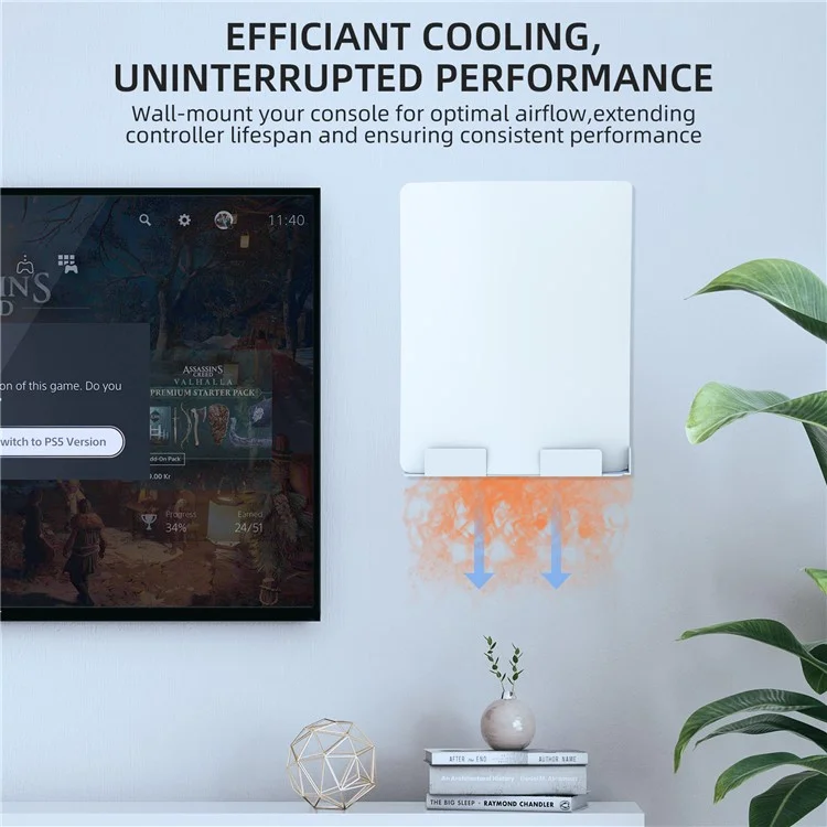JYS JYS-P5226 Bracket for Sony PS5 Pro / PS5 Slim / PS5 Console Holder Wall Mount Storage Rack - White