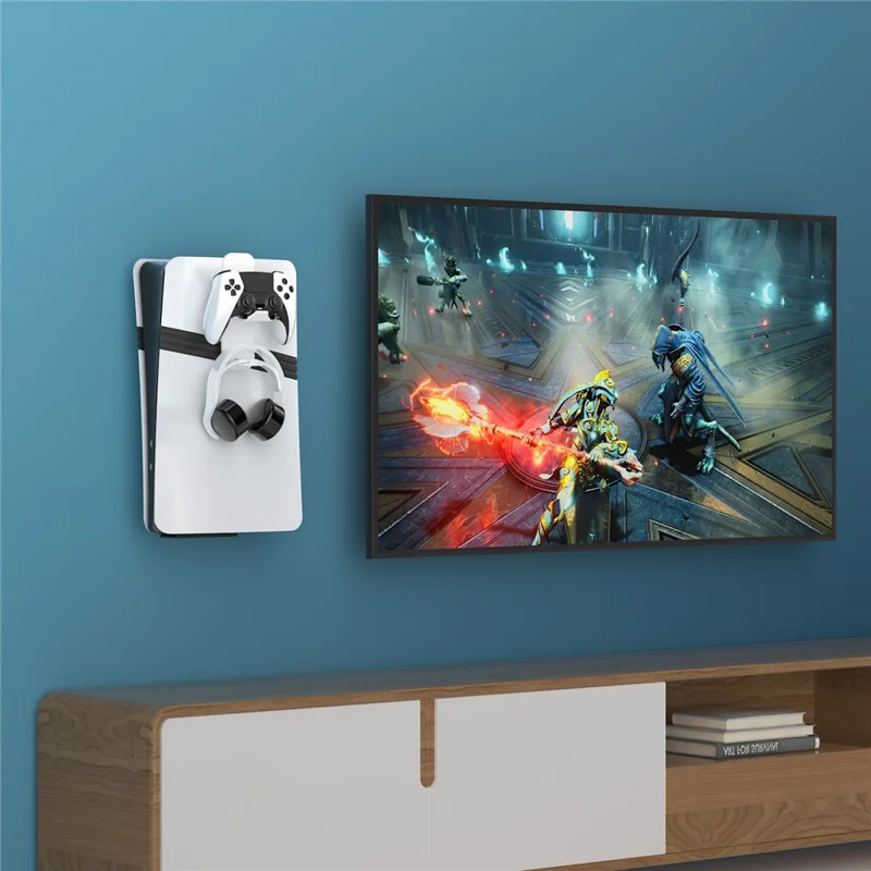 JYS P5227 Wall Mount Bracket for Sony PlayStation 5 Slim / 5 Pro / 5 Game Console Storage Rack Hook Set - White