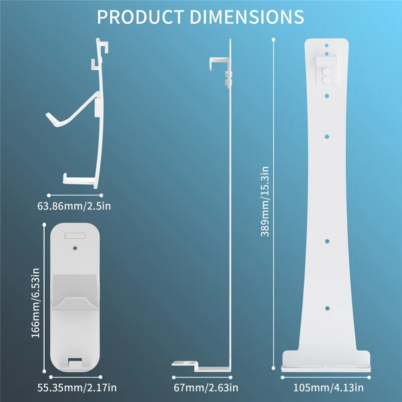 JYS P5227 Wall Mount Bracket for Sony PlayStation 5 Slim / 5 Pro / 5 Game Console Storage Rack Hook Set - White