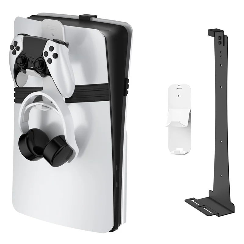 JYS P5227 Wall Mount Bracket for Sony PlayStation 5 Slim / 5 Pro / 5 Game Console Storage Rack Hook Set - Black