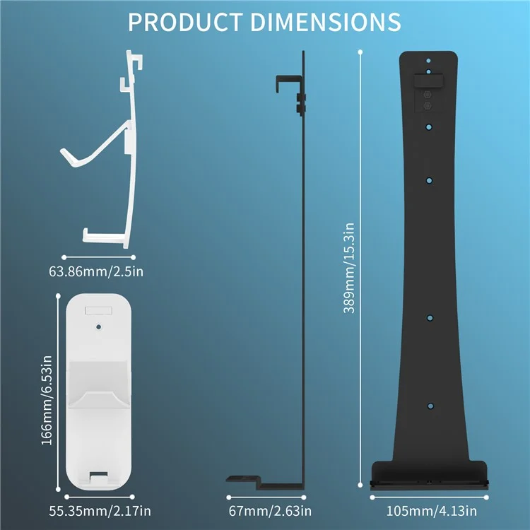 JYS P5227 Wall Mount Bracket for Sony PlayStation 5 Slim / 5 Pro / 5 Game Console Storage Rack Hook Set - Black