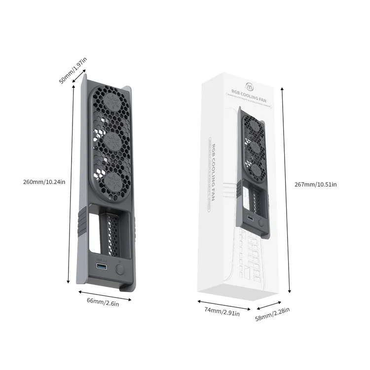 JYS JYS-P5228 For Sony PS5 Pro / Slim Console Cooling Fan Smart Temperature Control Rear Fan with RGB Light - Retro Color
