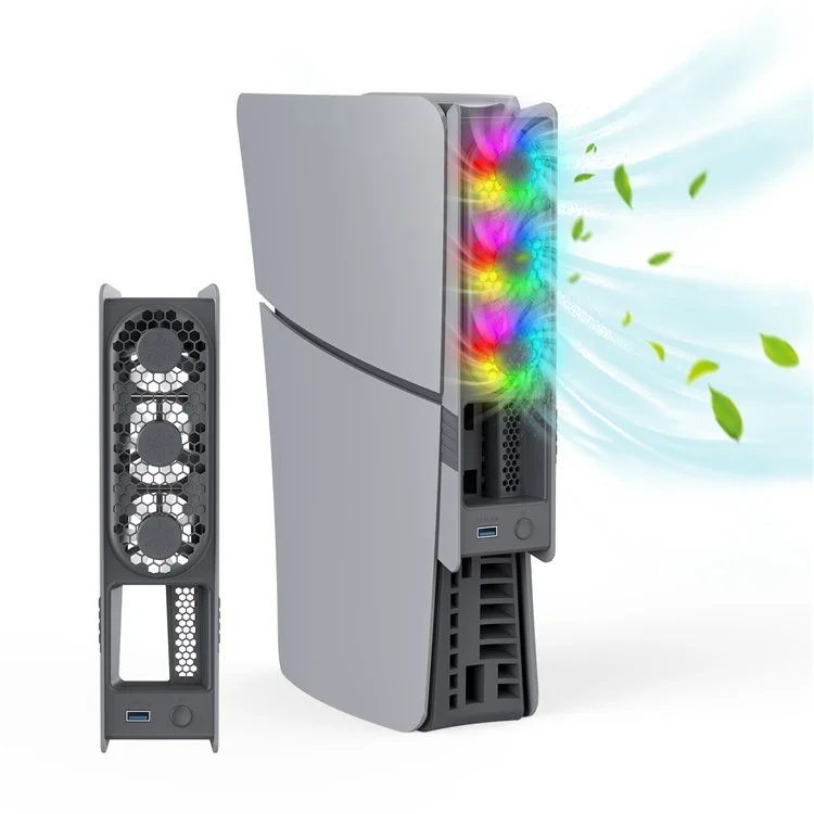 JYS JYS-P5228 For Sony PS5 Pro / Slim Console Cooling Fan Smart Temperature Control Rear Fan with RGB Light - Retro Color
