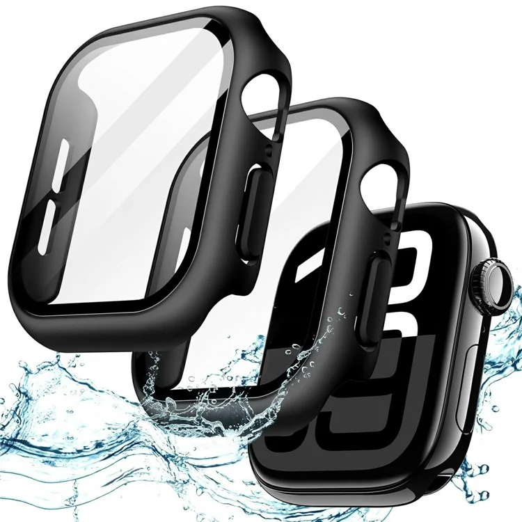 Cover per Apple Watch Series 10 42mm Custodia Impermeabile IP68 con Protezione Rigida in PC e Pellicola in Vetro Temperato - Nero