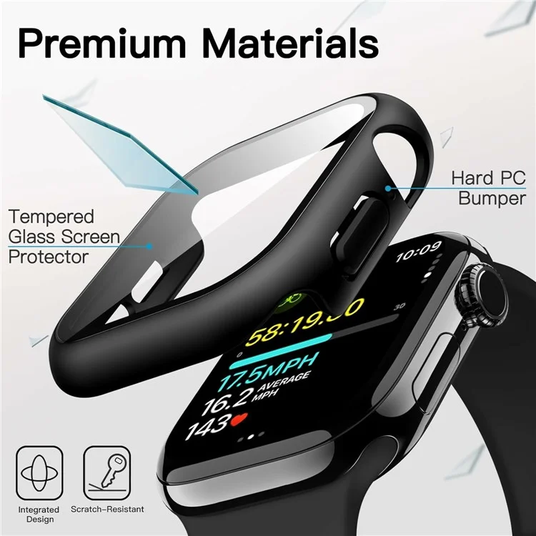 Cover per Apple Watch Series 10 42mm Custodia Impermeabile IP68 con Protezione Rigida in PC e Pellicola in Vetro Temperato - Nero