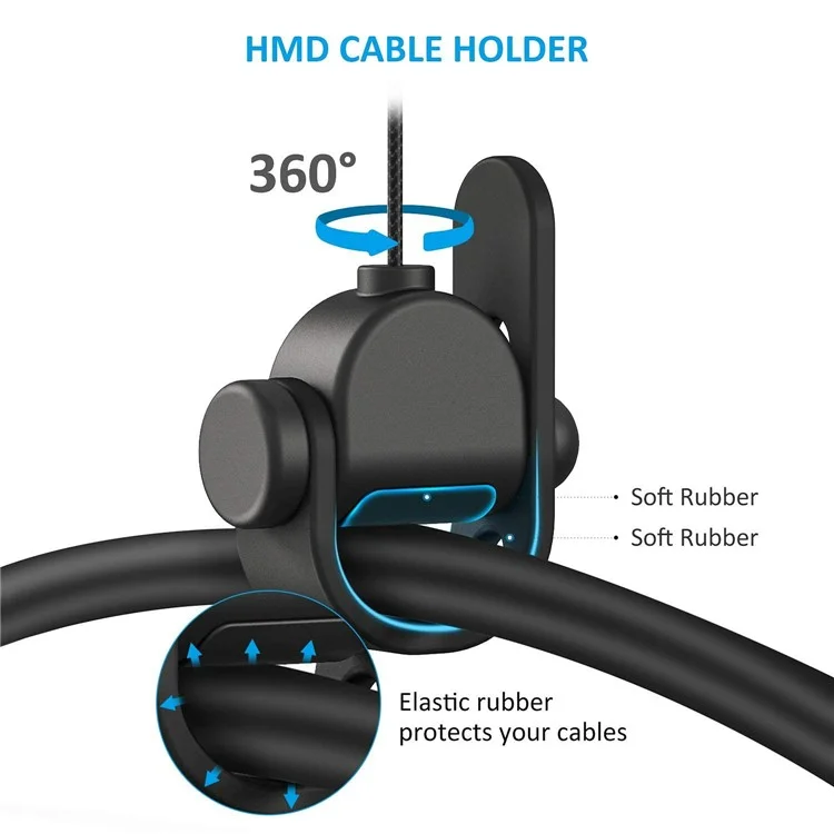 KIWI DESIGN 3PCS VR Cable Management for Meta Quest / Sony PlayStation VR Retractable Ceiling Pulley System - Black
