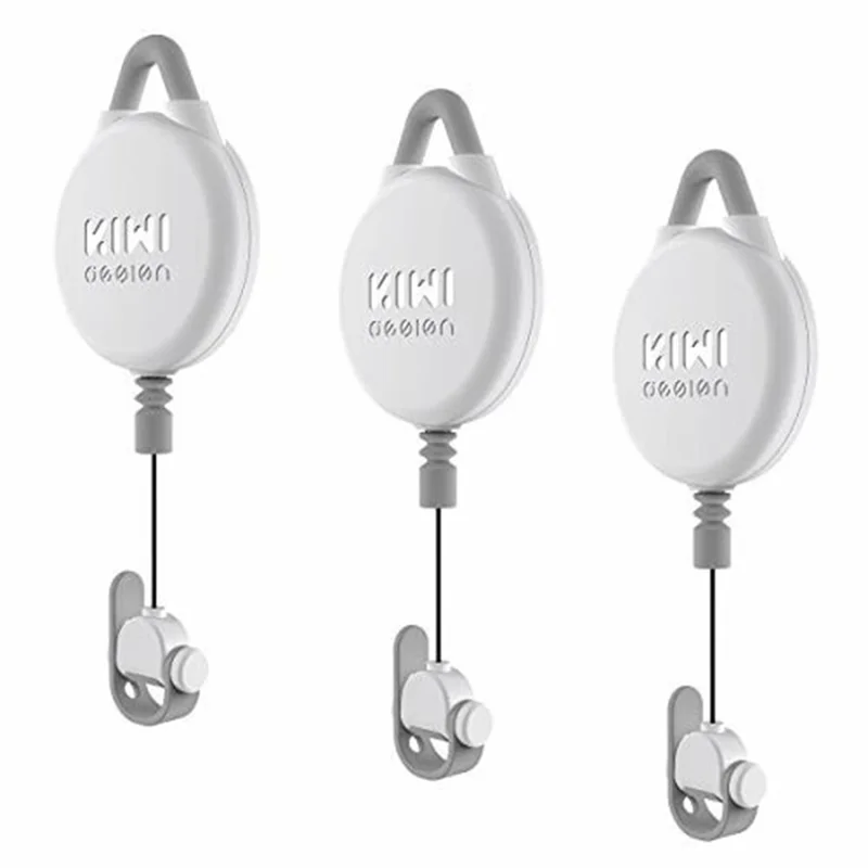 KIWI DESIGN 3PCS VR Cable Management for Meta Quest / Sony PlayStation VR Retractable Ceiling Pulley System - White