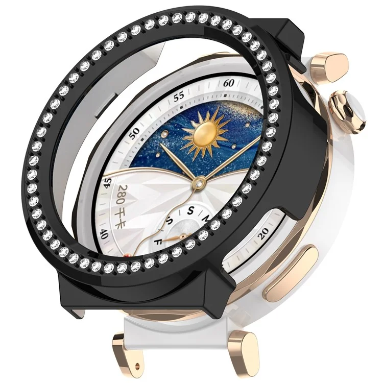 For Huawei Watch GT 5 Pro 42mm PC Case Rhinestone Decor Smartwatch Protective Cover - Black