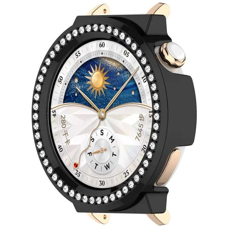For Huawei Watch GT 5 Pro 42mm PC Case Rhinestone Decor Smartwatch Protective Cover - Black