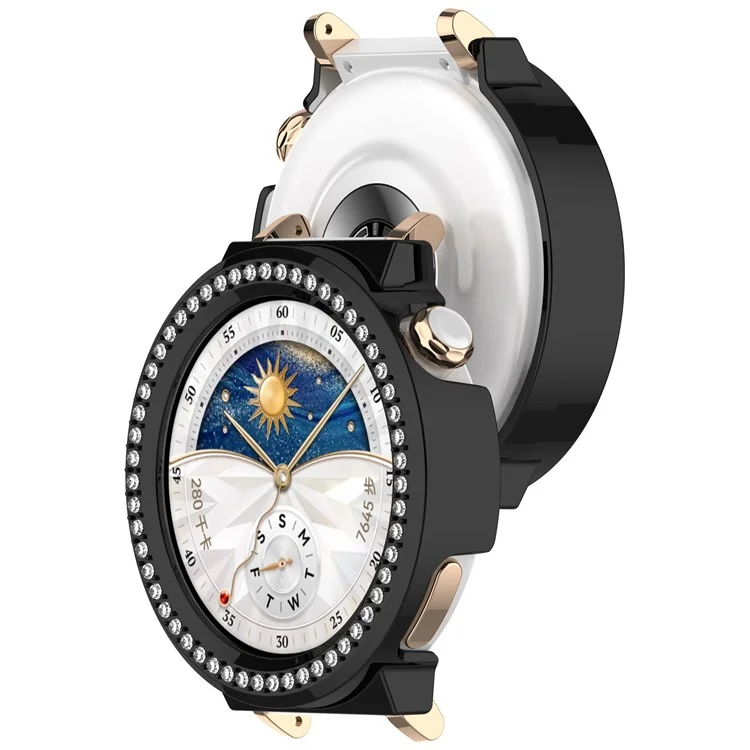 For Huawei Watch GT 5 Pro 42mm PC Case Rhinestone Decor Smartwatch Protective Cover - Black