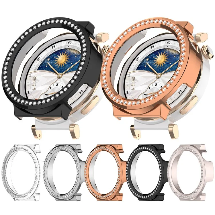 For Huawei Watch GT 5 Pro 42mm PC Case Rhinestone Decor Smartwatch Protective Cover - Black