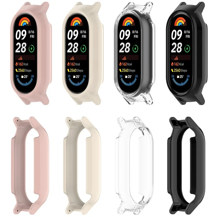 For Xiaomi Smart Band 9 NFC / 9 Hollow Out Watch Case 12mm Lug PC Protective Frame - Pink