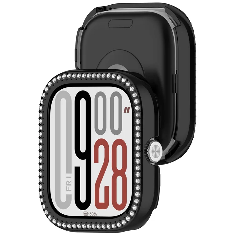 Étui de protection pour Xiaomi Redmi Watch 5 / 5 eSIM / 4 Design Ajouré Smartwatch Coque PC Décor Strass - Noir