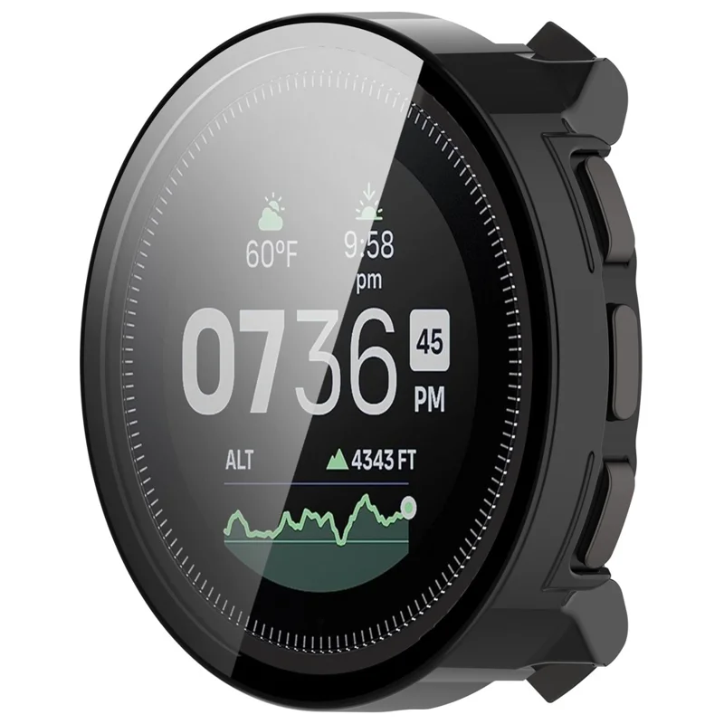 For Suunto Vertical Watch Case PC Frame Cover with Tempered Glass Screen Film - Black
