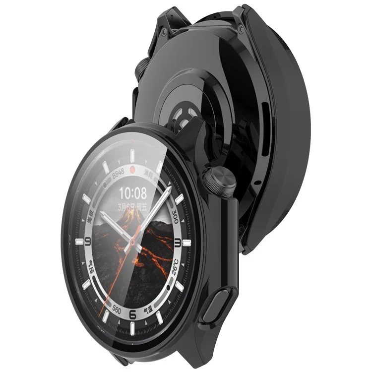 Для Oppo Watch X2 / OnePlus Watch 3 Жесткий ПК Чехол для часов с закаленным стеклом - Черный