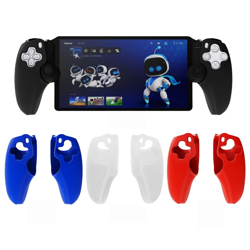 For Sony PS5 Portal Handheld Console Protective Cover Left and Right Controller Silicone Case - Transparent White