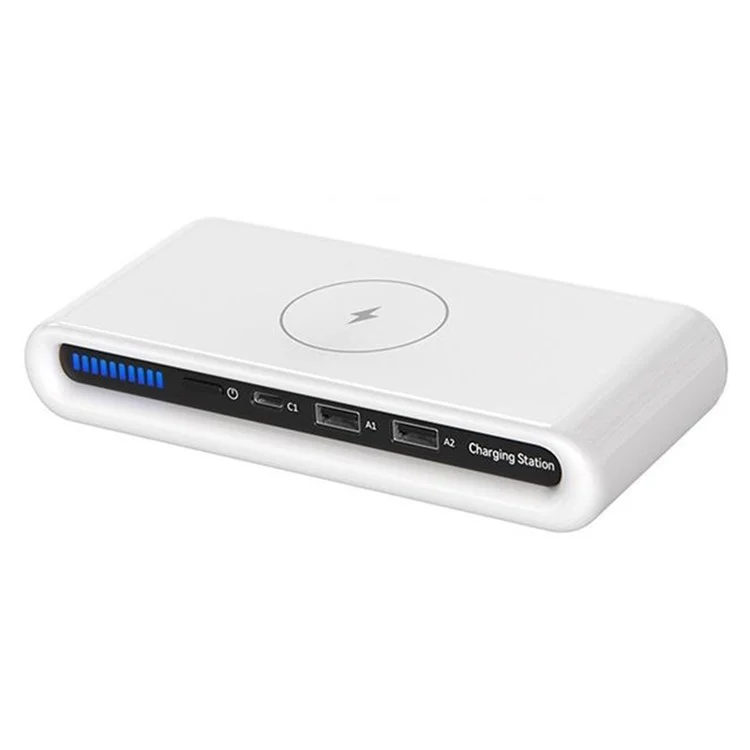 N67 USB Multi-Port Wireless Charger 30W Fast Charging Station USB Charging Hub with Ambient Light