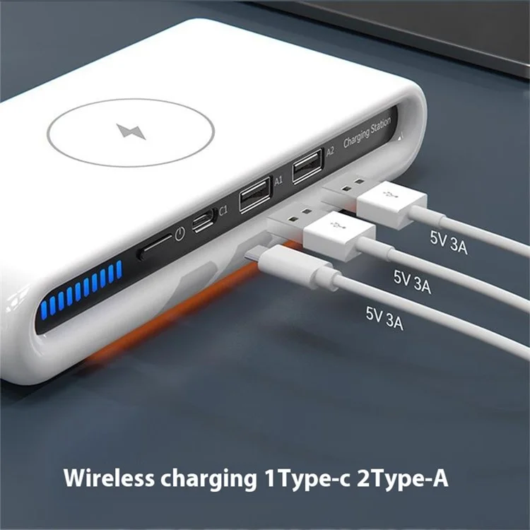 N67 USB Multi-Port Wireless Charger 30W Fast Charging Station USB Charging Hub with Ambient Light