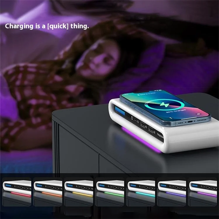 N67 USB Multi-Port Wireless Charger 30W Fast Charging Station USB Charging Hub with Ambient Light