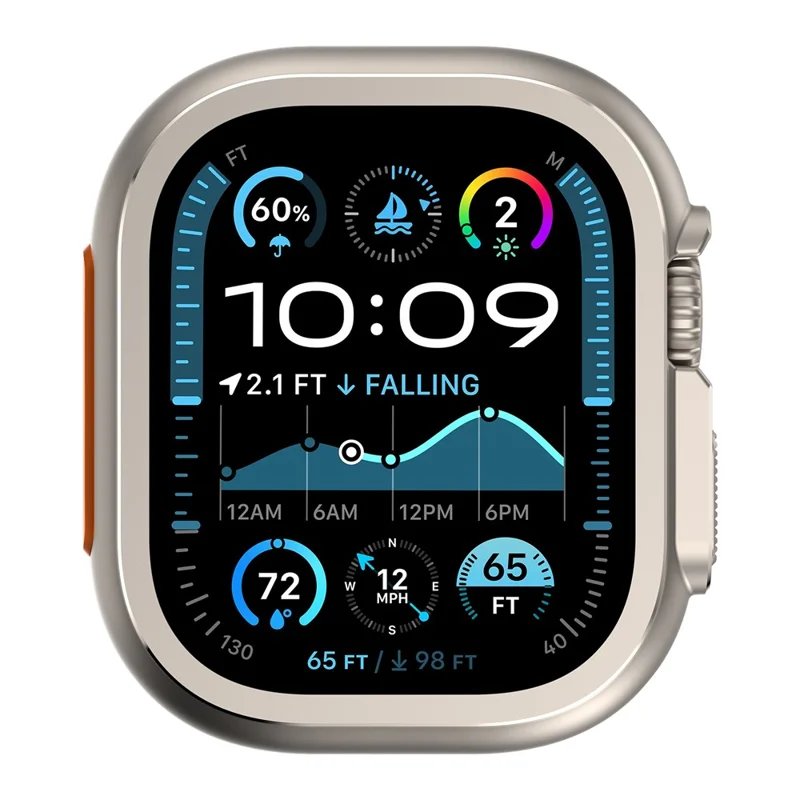 For Apple Watch Ultra 3 / Ultra 2 / Ultra 49mm Protective Case Alloy Watch Frame - Titanium