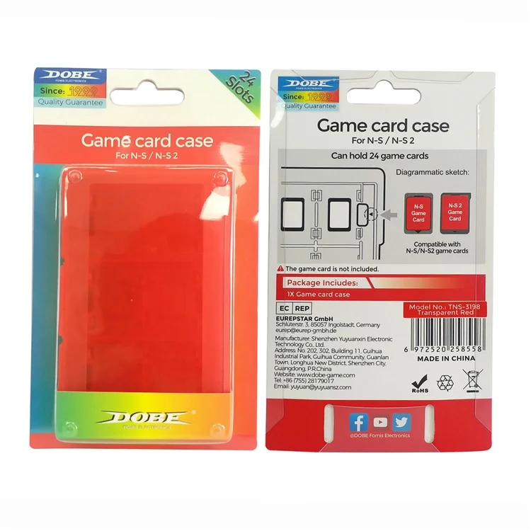 DOBE TNS-3198 per Nintendo Switch 2 / Custodia per Schede di Gioco, Porta Carte da Gioco 24 in 1 - Rosso Trasparente