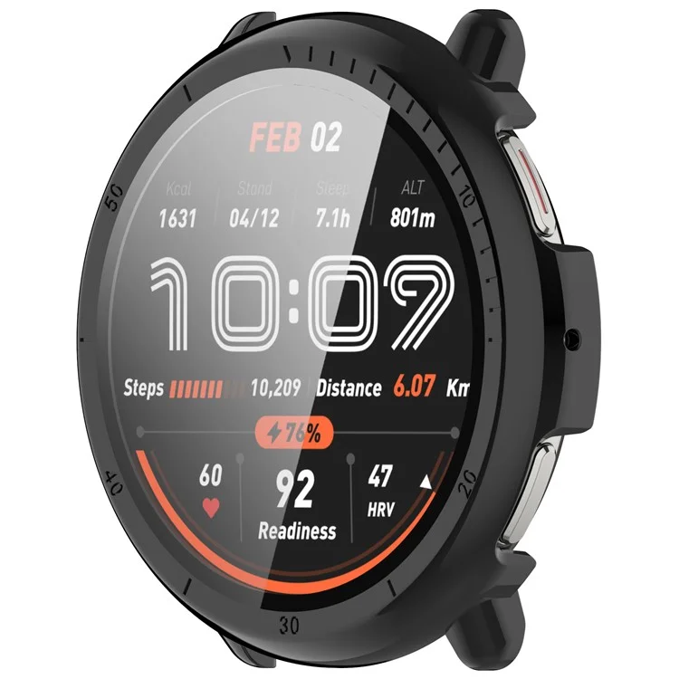 Для Huami Amazfit Active 2 Защитный чехол из ПК с закаленным стеклянным экраном - черный