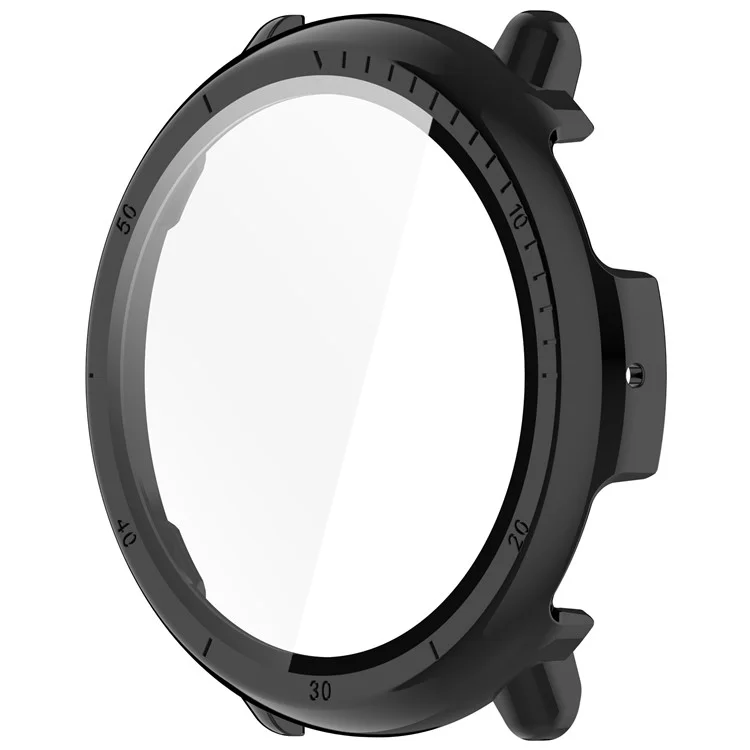 Для Huami Amazfit Active 2 Защитный чехол из ПК с закаленным стеклянным экраном - черный