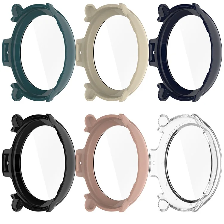 Для Huami Amazfit Active 2 Защитный чехол из ПК с закаленным стеклянным экраном - черный